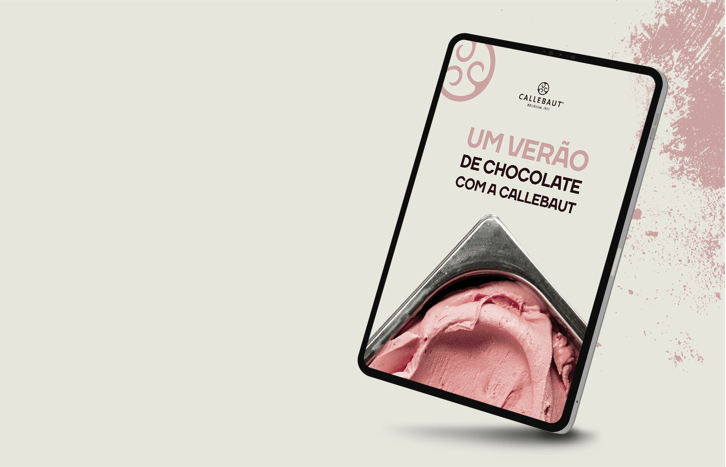 tablet com imagem do ebook com sorvete rosa